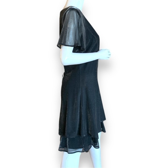 MOLLY MALLOY BLACK WITH SILVER SHIMMER COCKTAIL PARTY DRESS. WOMEN’S SIZE 12. - Picture 4 of 10
